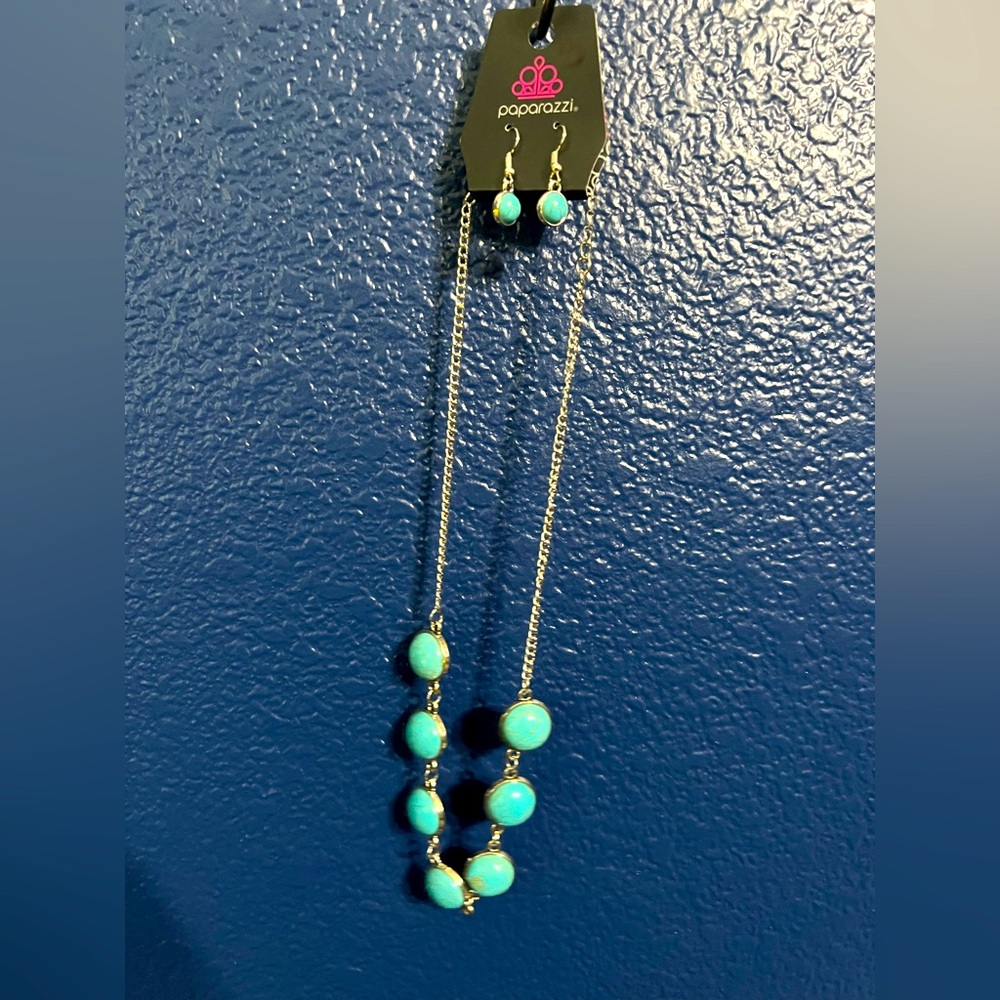 Paparazzi jade turquoise and earrings